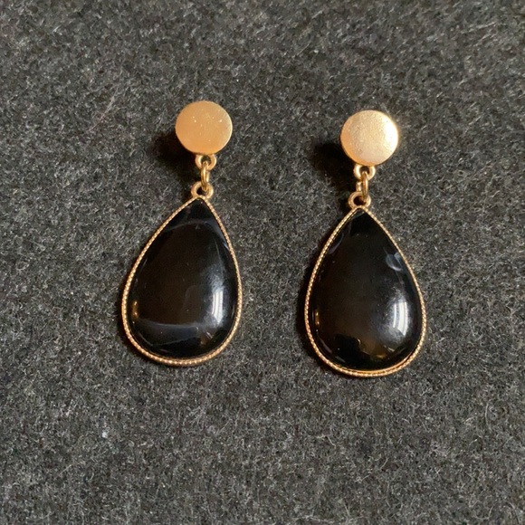Vintage black onyx drop earrings great healing properties for anxiety - Picture 2 of 7